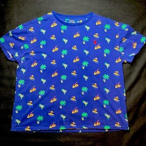 Mens Polo Ralph Lauren Large blue tropical t-shirt